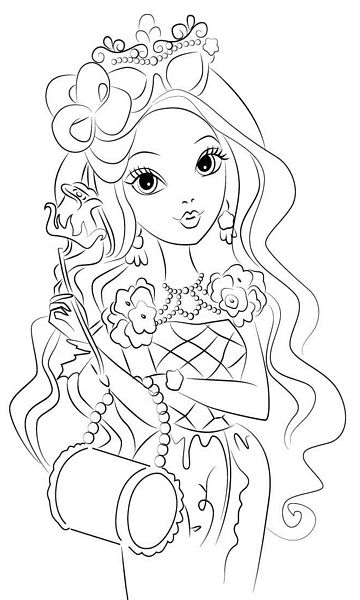 kolorowanka Ever After High malowanka Briar Beauty do wydruku dla dziewczynek, do pokolorowania kredkami, obrazek nr 6